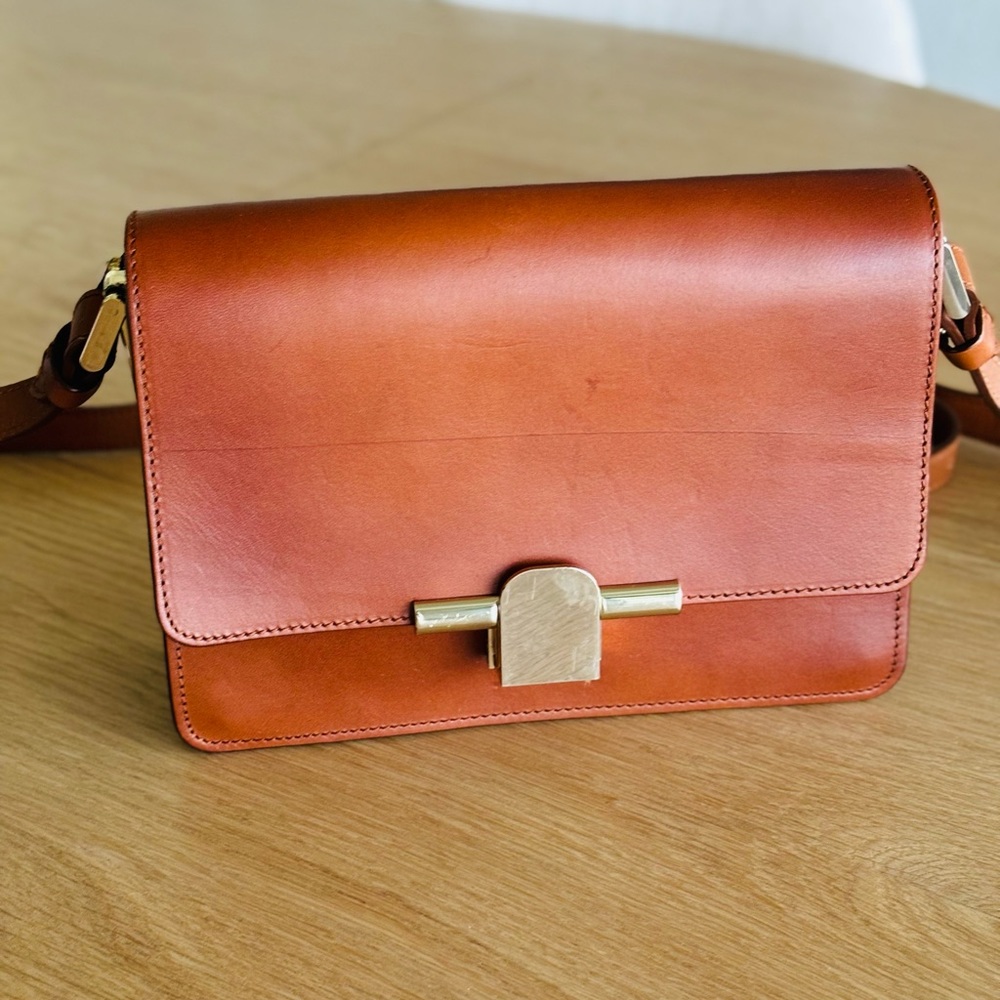 Massimo Dutti Brown Leather Crossbody Bag